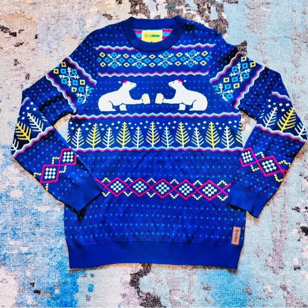 Tipsy Elves Men’s Polar Bear Party Ugly Christmas Sweater | Size Large
